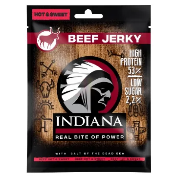 Indiana Jerky 48b x 15ks x 25g BEEF - Hovězí Hot & Sweet