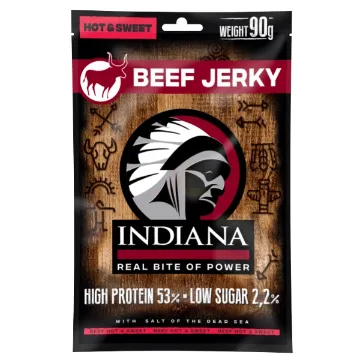 Indiana Jerky 24b x 8ks x 90g Beef - Hovězí Hot & Sweet