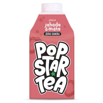 PopStar Tea 500ml Jahoda Máta - ZERO