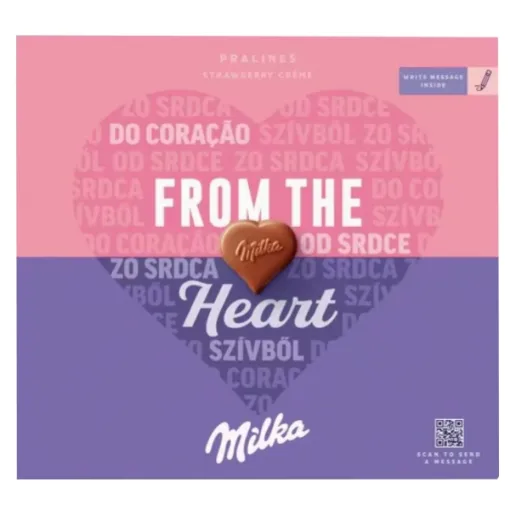 Milka Chocolade 110g Pralines Straw. Cream - From the Heart