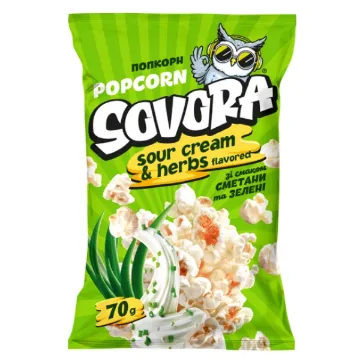 Sovora Popcorn BAG 70g Sour Cream & Herb