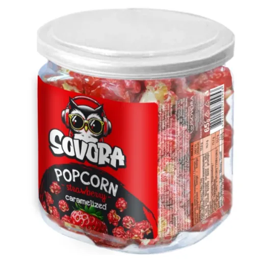 Sovora Popcorn Karamel Tube 70g Strawberry - Jahoda
