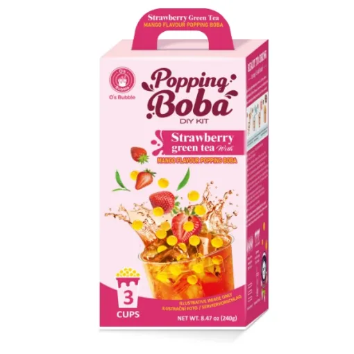 Bubble Tea Popping Boba 240g Jahoda (DIY KIT - 3 Cups)
